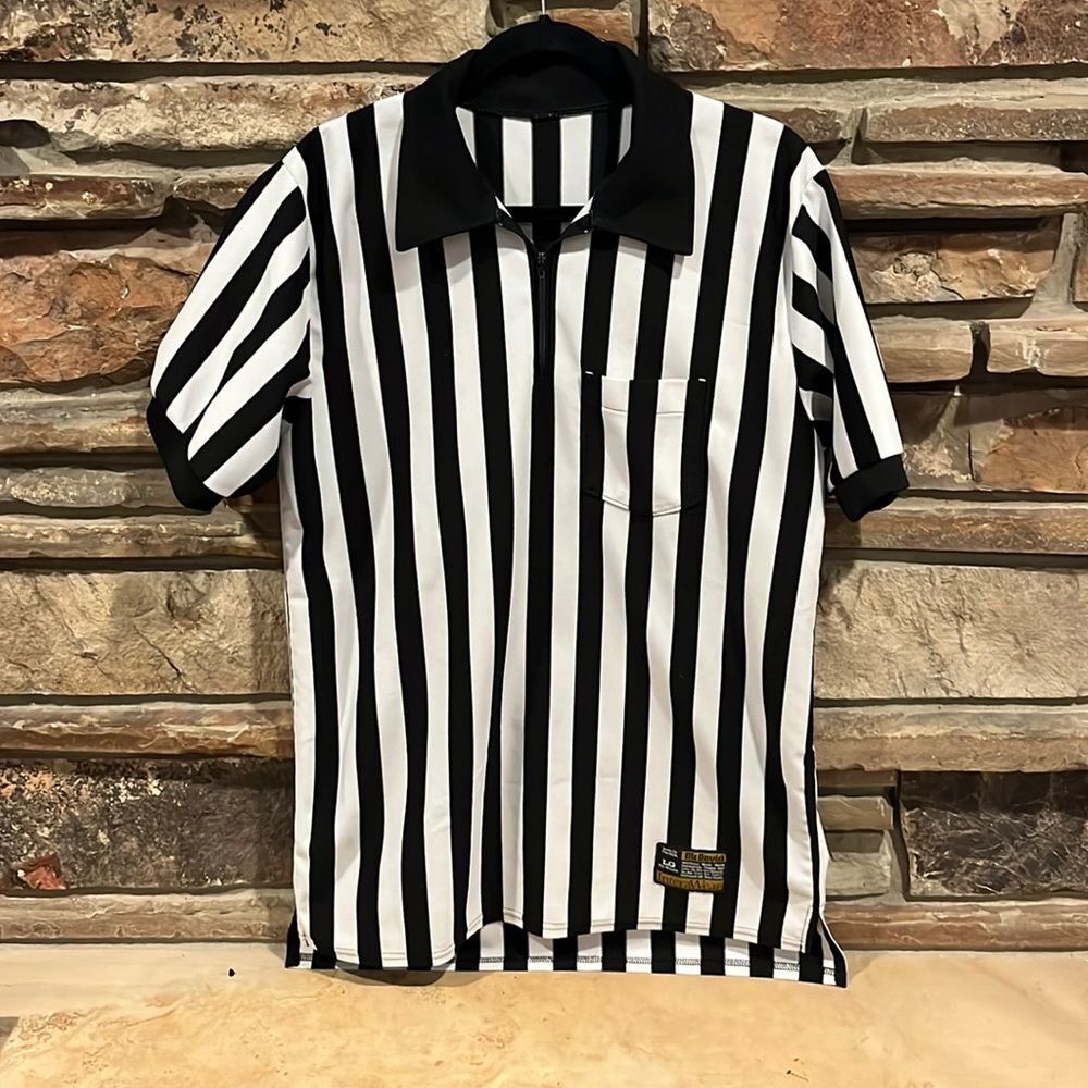 McDavid Interawear Referee Black and White Striped Short Sleeve Shirt